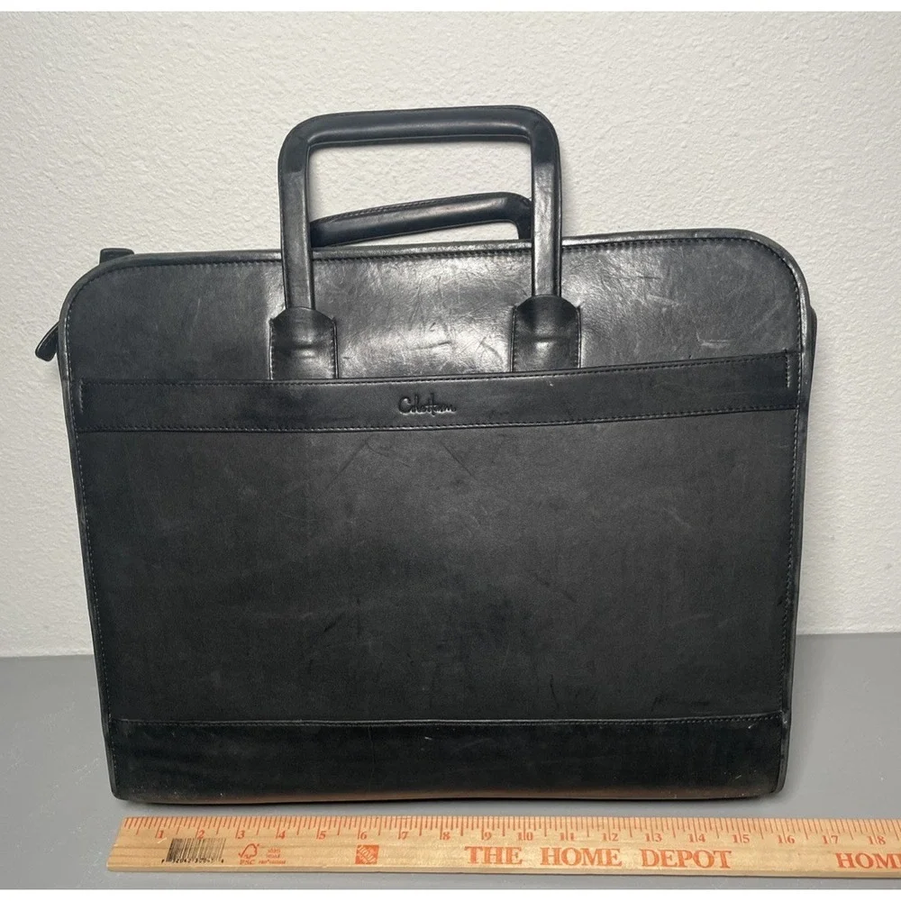 Vintage Cole Haan Black Leather Briefcase Organizer Attaché Laptop Bag